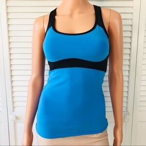 LUCY Blue Black Racerback Tank Top Size XS